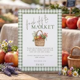 Carte Remerciement de Mariage Sage Gingham Market