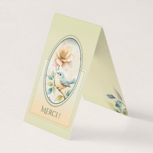 carte remerciement oiseau tendre