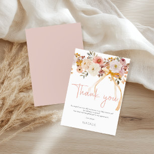 Carte Remerciement pour Baby Shower Floral Douce Automne