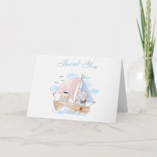 Carte Remerciement pour Baby Shower Nautilus Eléphant Ou