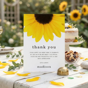 Carte Remerciement pour les 18 ans de Modern Sunflower