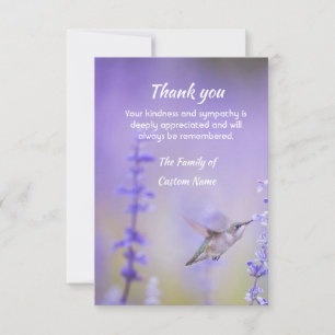 Carte Remerciement Sympathie Colibri Floral Lavande