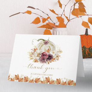 Carte Remerciements de mariage floraux de citrouille