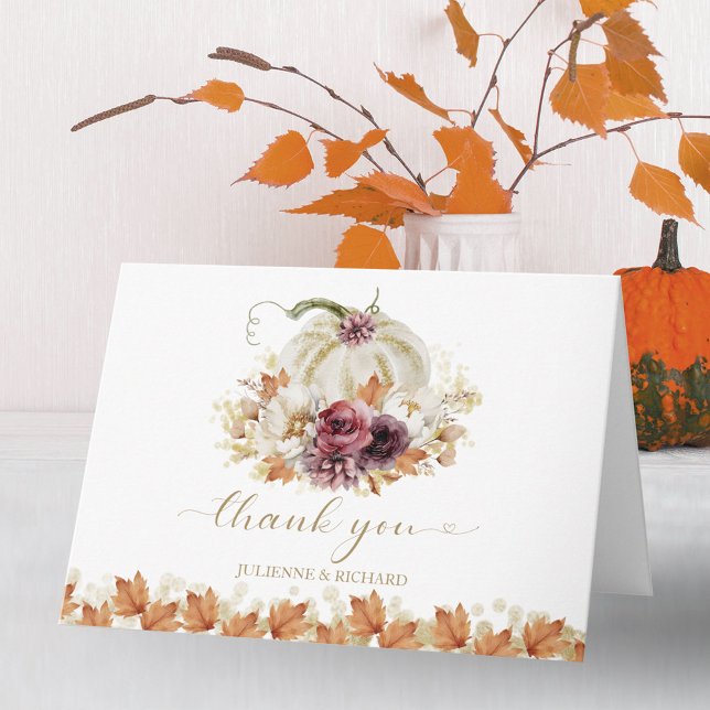 Carte Remerciements de mariage floraux de citrouille (Créateur téléchargé)