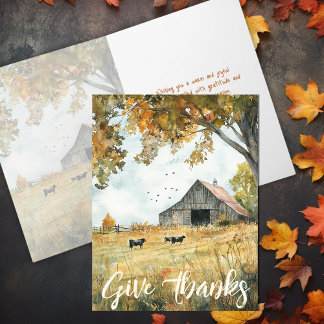 Carte Remerciez Charmante Ferme Rustique Thanksgiving