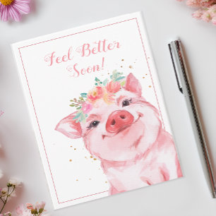 Carte Remettez-vous vite Cochon Mignon