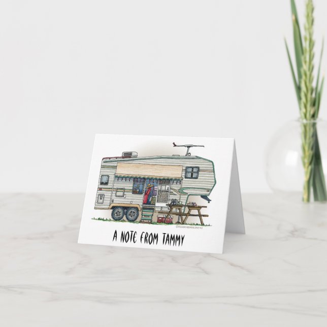 Carte Remorque mignonne de voyage de campeur de (Devant)