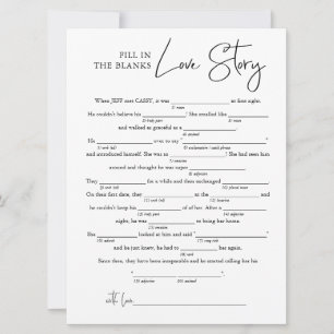 Carte Remplir l'histoire d'amour des blancs   Jeu de Fêt