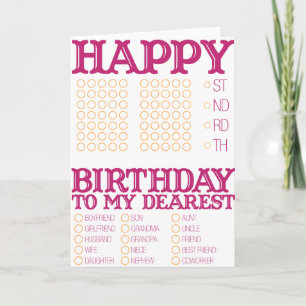 Carte Remplissez le blanc Joyeux anniversaire!