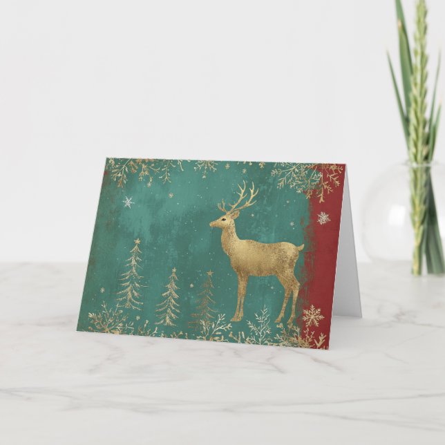 Carte Renard à huile d'or avec des flocons de neige fest (Devant)