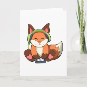 Carte Renard à la musique avec casque audio