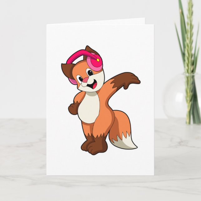 Carte Renard à la musique avec casque audio (Devant)