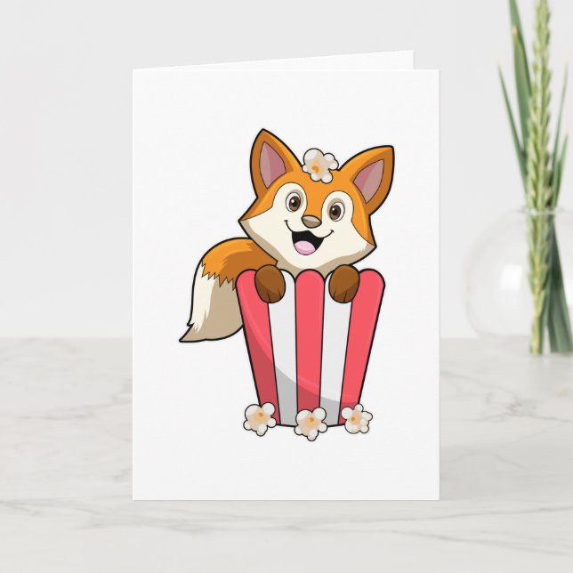 Carte Renard à manger avec Popcorn (Devant)