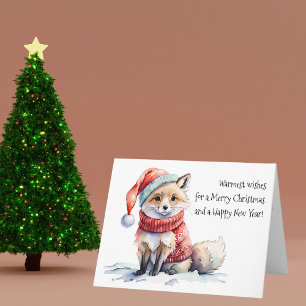 Carte Renard adorable dans Festive Noël Sweater hiver