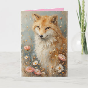 Carte Renard amical parmi les fleurs