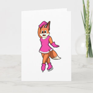 Carte Renard au patin à glace avec patin à glace