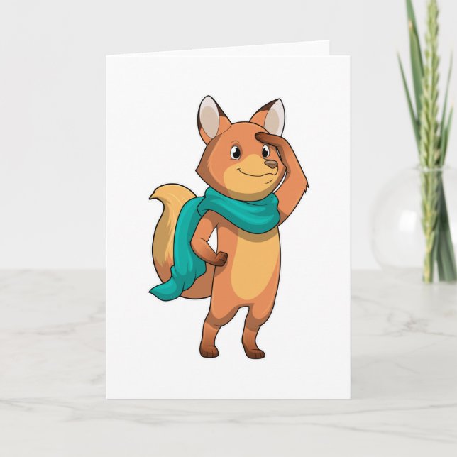 Carte Renard avec écharpe (Devant)