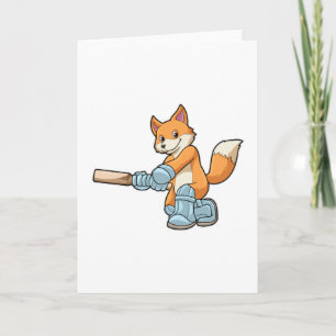 Carte Renard comme batteur avec chauve-souris de cricket