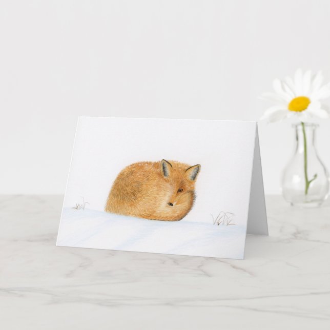 Carte Renard dans la neige Noël (Petite plante)