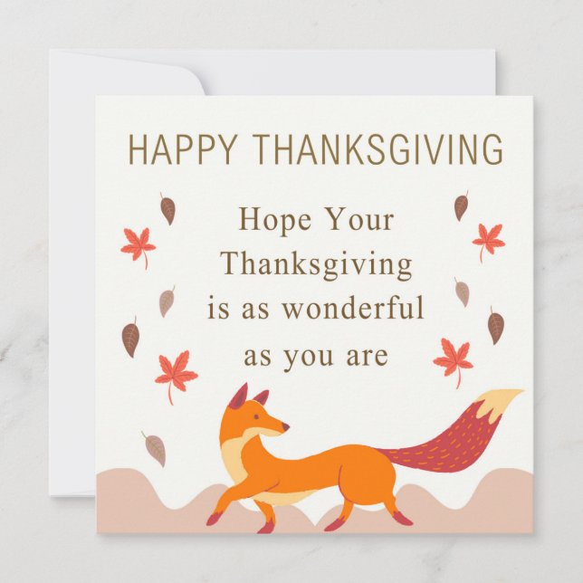 Carte Renard d'automne mignon avec Feuilles en chute dan (Devant)