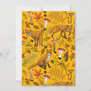 Carte Renard d'automne sur orange