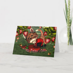Carte Renard de la Fête des Mères avec fraises et jardin