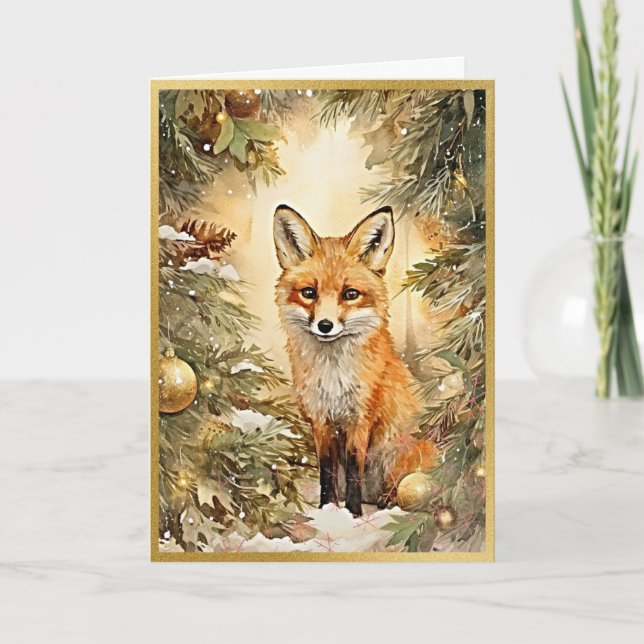 Carte Renard de Noël radieux (Devant)