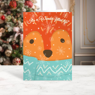 Carte Renard d'hiver Merveilleux Vie Remplie Drôle Noël