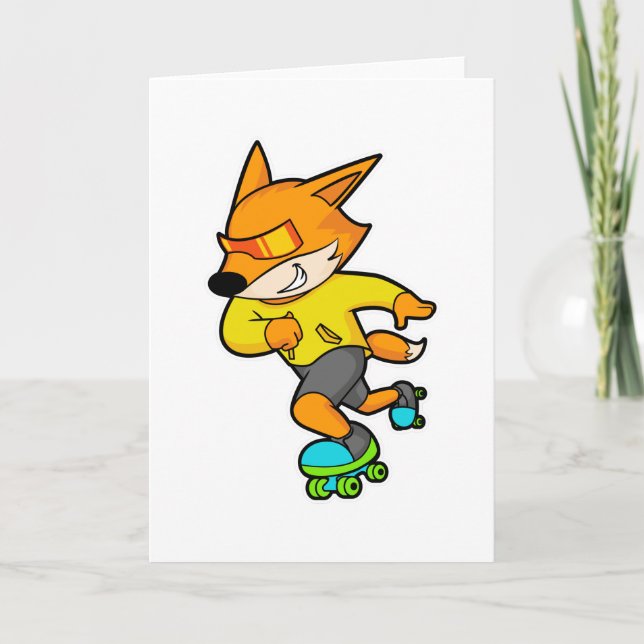 Carte Renard en patinage avec roulettes (Devant)