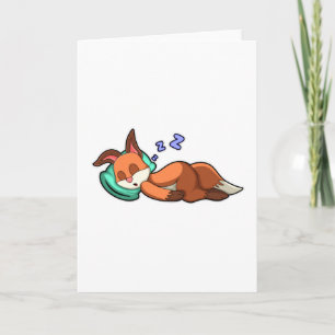 Carte Renard endormi avec oreiller