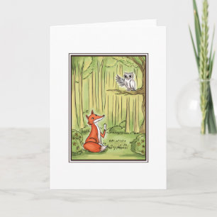 Carte Renard et hibou dans une forêt