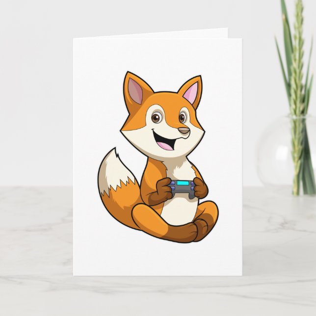 Carte Renard jouant avec manette (Devant)