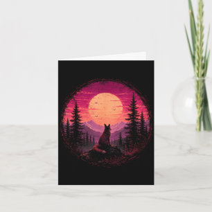 Carte Renard lune forêt montagne nature sauvage
