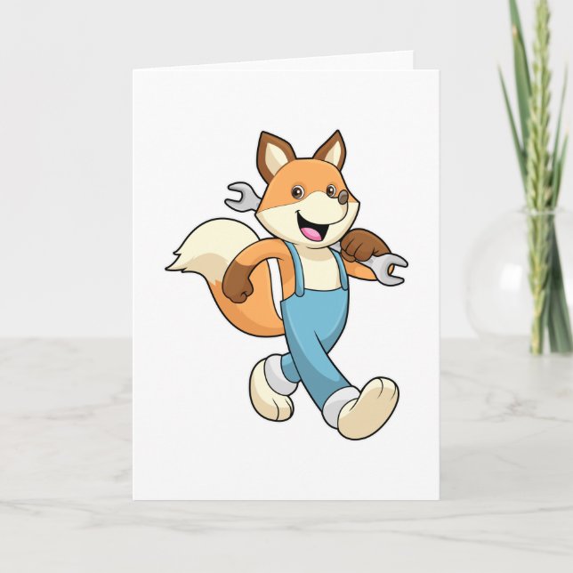 Carte Renard mécanicien avec clé (Devant)