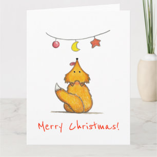 Carte Renard mignon tiré à la main / Joyeux Noël