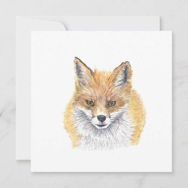 Carte Renard - Œuvre d'art à l'aquarelle  (Devant)
