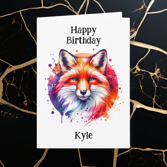 Carte Renard personnalisé Thème Anniversaire pour lui (Créateur téléchargé)