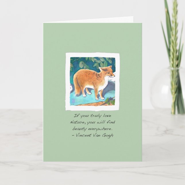 Carte Renard rouge sur Vert clair Encouragement (Devant)