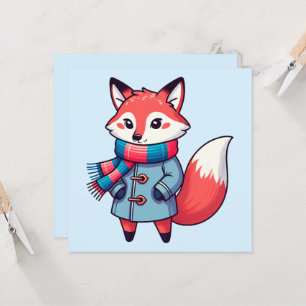 Carte Renard roux hivernale enfantin