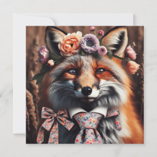 Carte Renard sauvage portant une cravate mignon