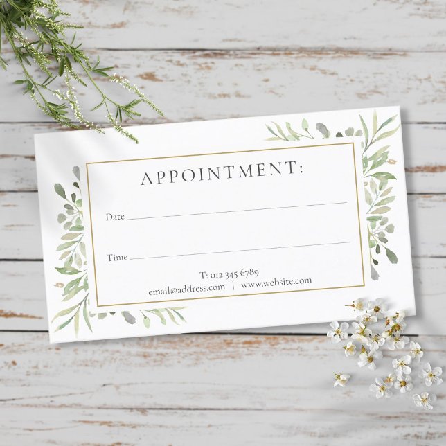 Carte Rendez-vous Verdure Aquarelle (Watercolor Greenery Appointment Card)