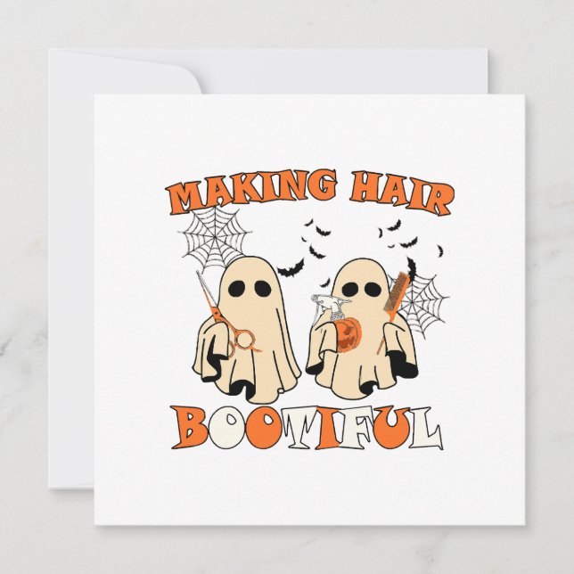 Carte Rendre les cheveux drôle Fantôme Coiffeur Hallowee (Devant)