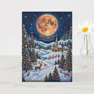 Carte Rennes sous la forêt de la lune d'hiver