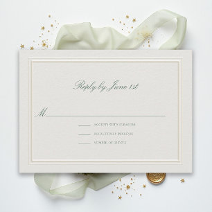 Carte Réponse de mariage élégante et classique en vert s