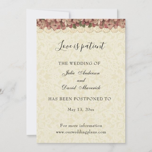 Carte Report mariage Nouvelle Date Vintage religieux (Devant)