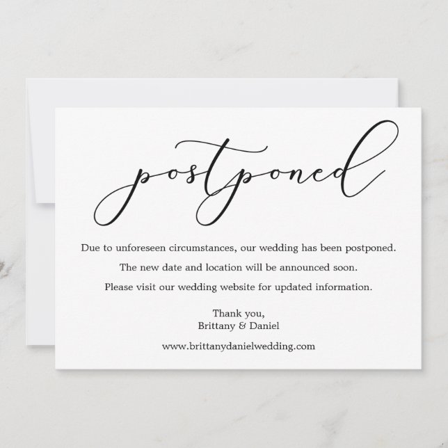 Carte reportée de Mariage de calligraphie délicate (Devant)