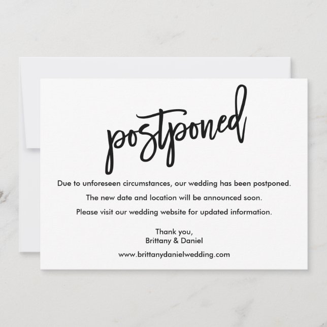 Carte reportée du Mariage de script de brosse mode (Devant)