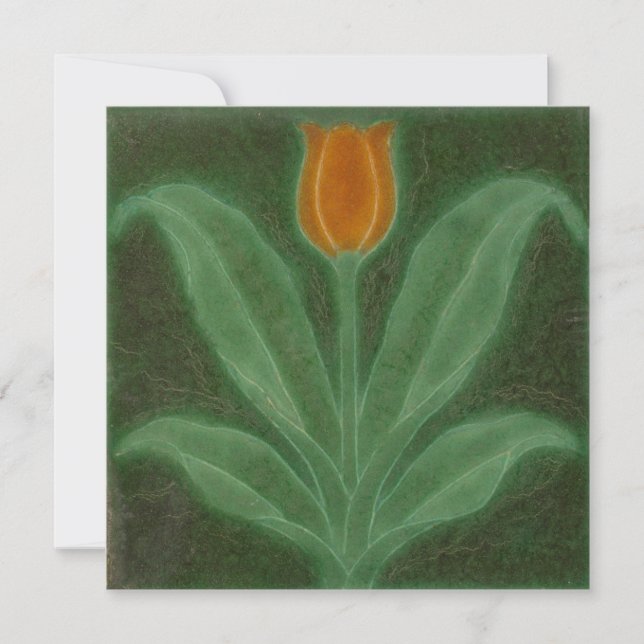 Carte Repro Jaune Tulipe Verte Art Nouveau Tile (Devant)