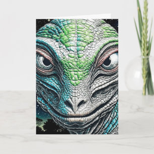 Carte Reptilian Lizard Homme Alien Extraterrestre En cou