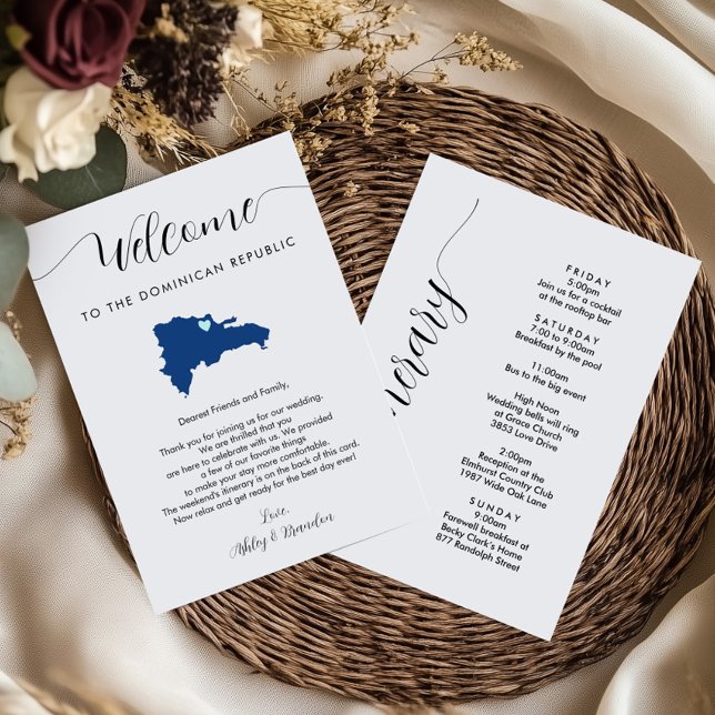 Carte République Dominicaine Mariage Bienvenue Itinérair (Créateur téléchargé)
